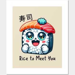 Cute Sushi Cartoon - Rice to Meet You Posters and Art